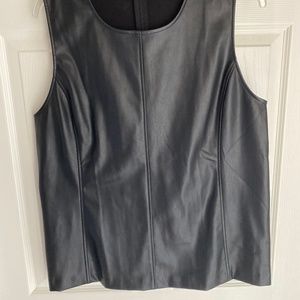 Ann Taylor Faux Leather Tank, Black, Size L